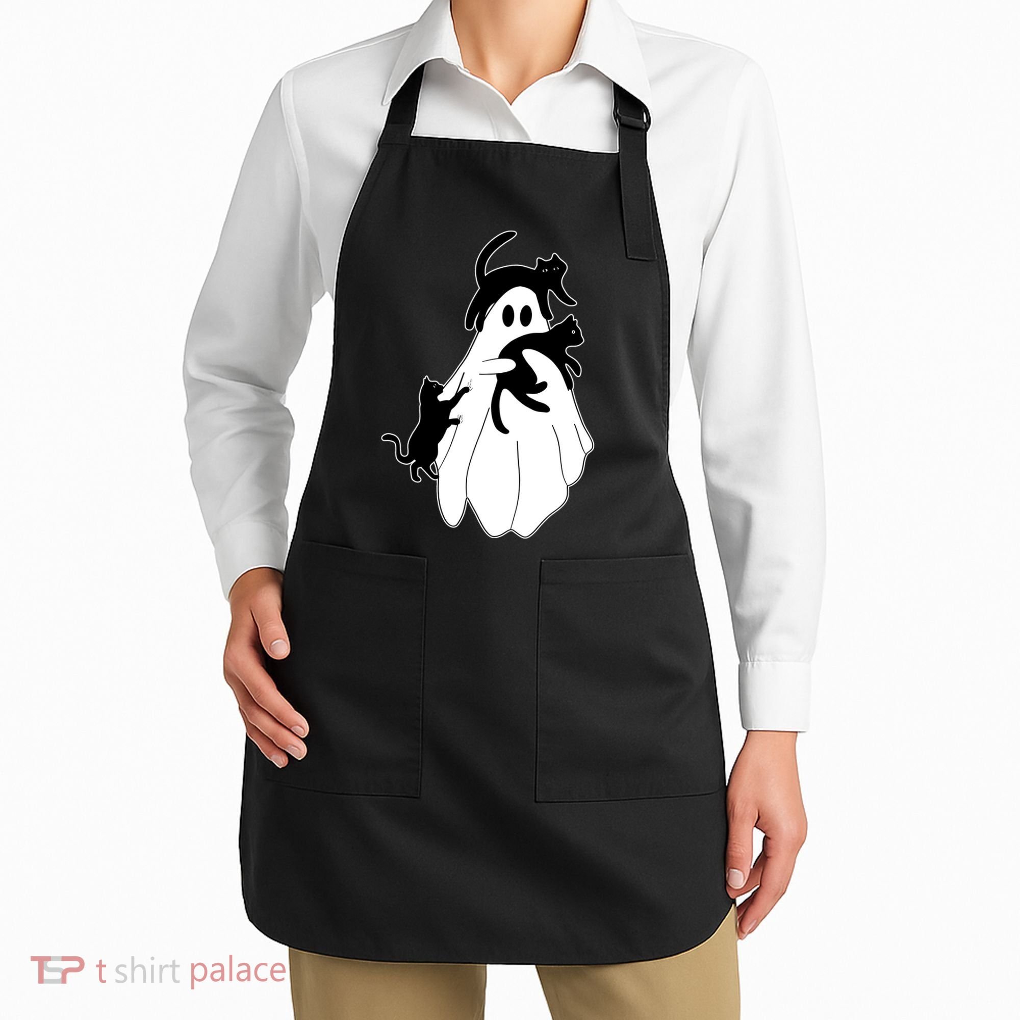 Spooky Ghost Funny Cat Lover Apron