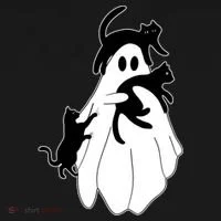 Spooky Ghost Funny Cat Lover Bucket Hat thumb 4