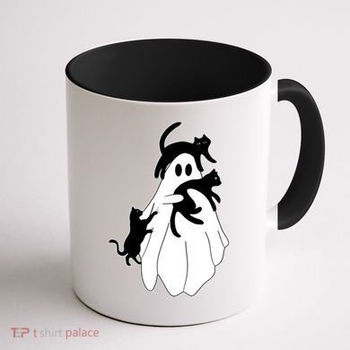 Spooky Ghost Funny Cat Lover Coffee Mug back