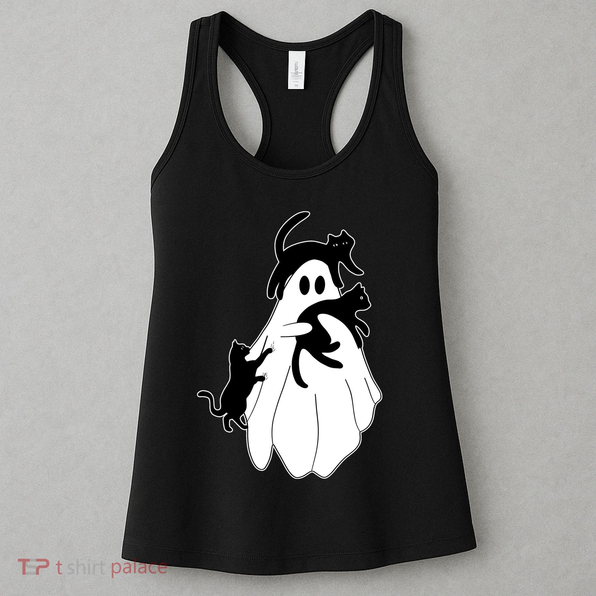 Spooky Ghost Funny Cat Lover Women's Tank Top