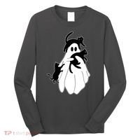 Spooky Ghost Funny Cat Lover Long Sleeve Shirt thumb 0