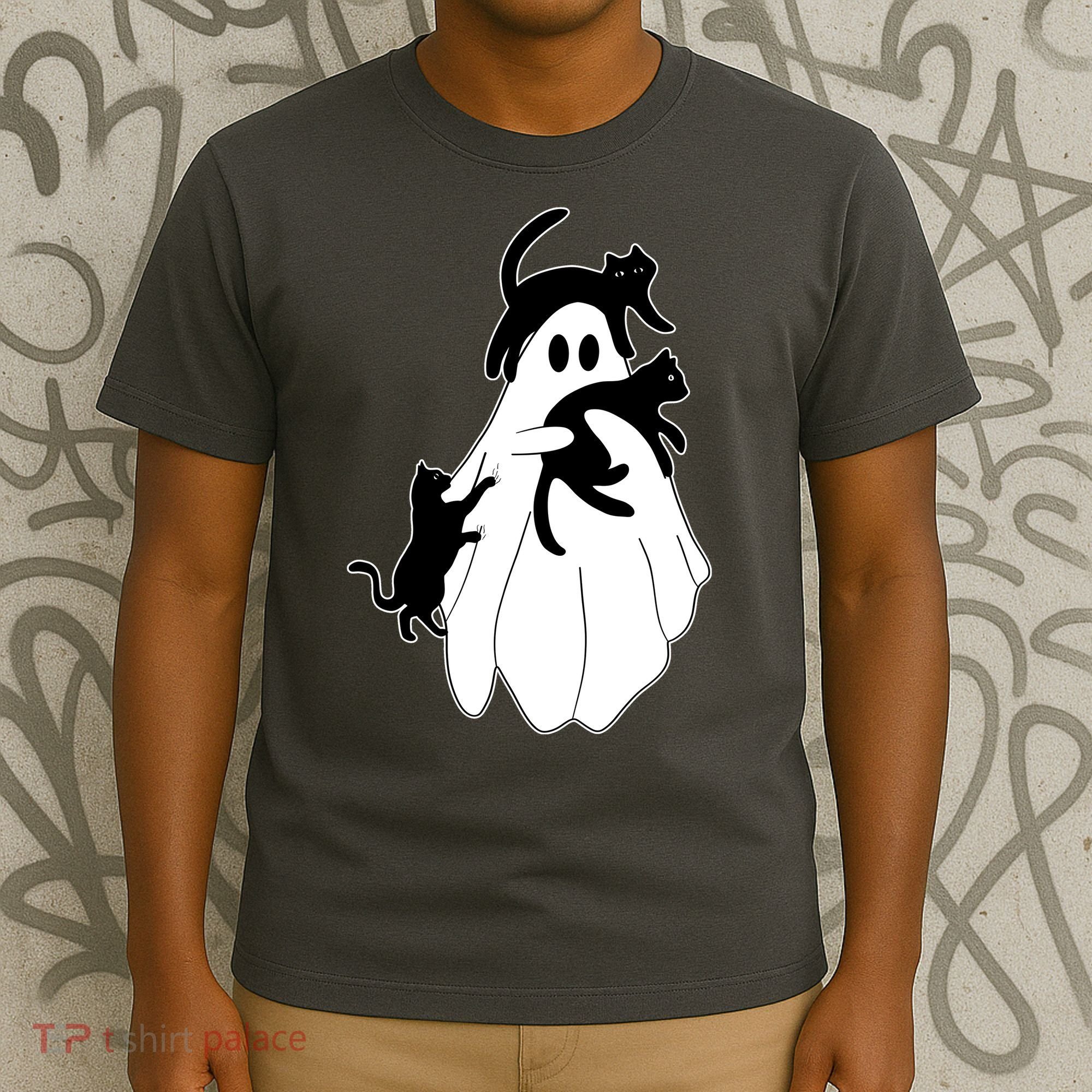 Spooky Ghost Funny Cat Lover T-Shirt