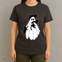 Spooky Ghost Funny Cat Lover T-Shirt thumb 4