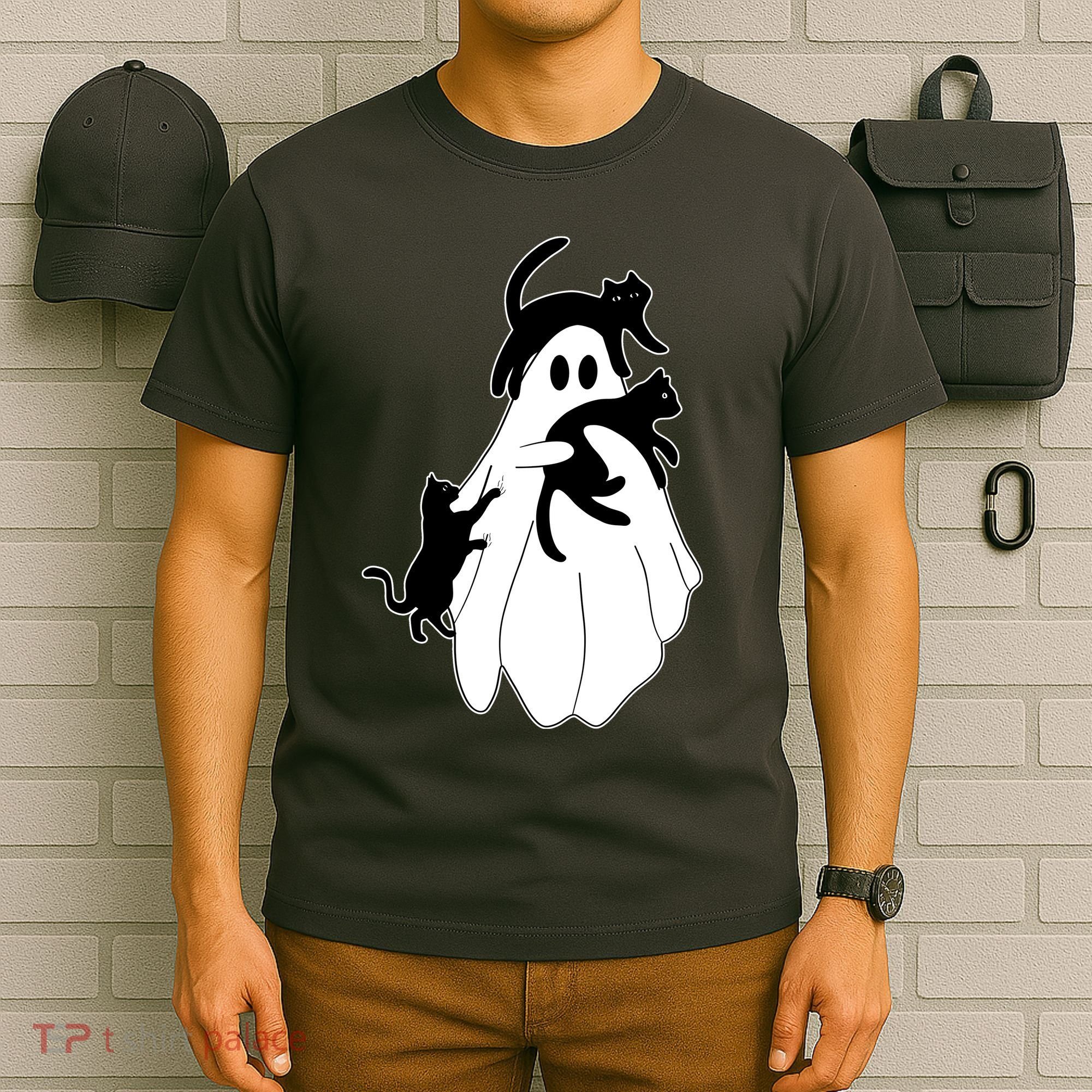 Spooky Ghost Funny Cat Lover T-Shirt