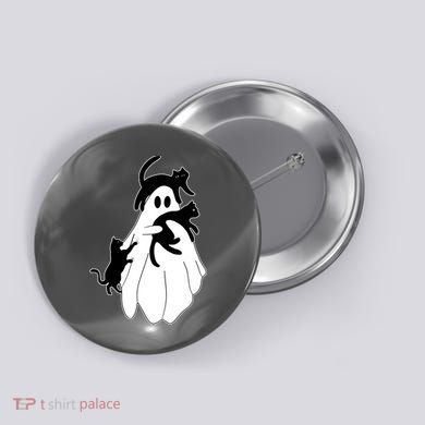 Spooky Ghost Funny Cat Lover Button