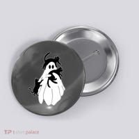 Spooky Ghost Funny Cat Lover Button thumb 0