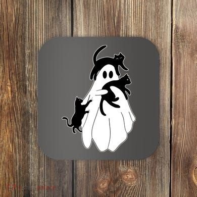 Spooky Ghost Funny Cat Lover Coaster