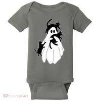 Spooky Ghost Funny Cat Lover Baby Bodysuit thumb 0