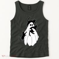 Spooky Ghost Funny Cat Lover Tank Top thumb 2