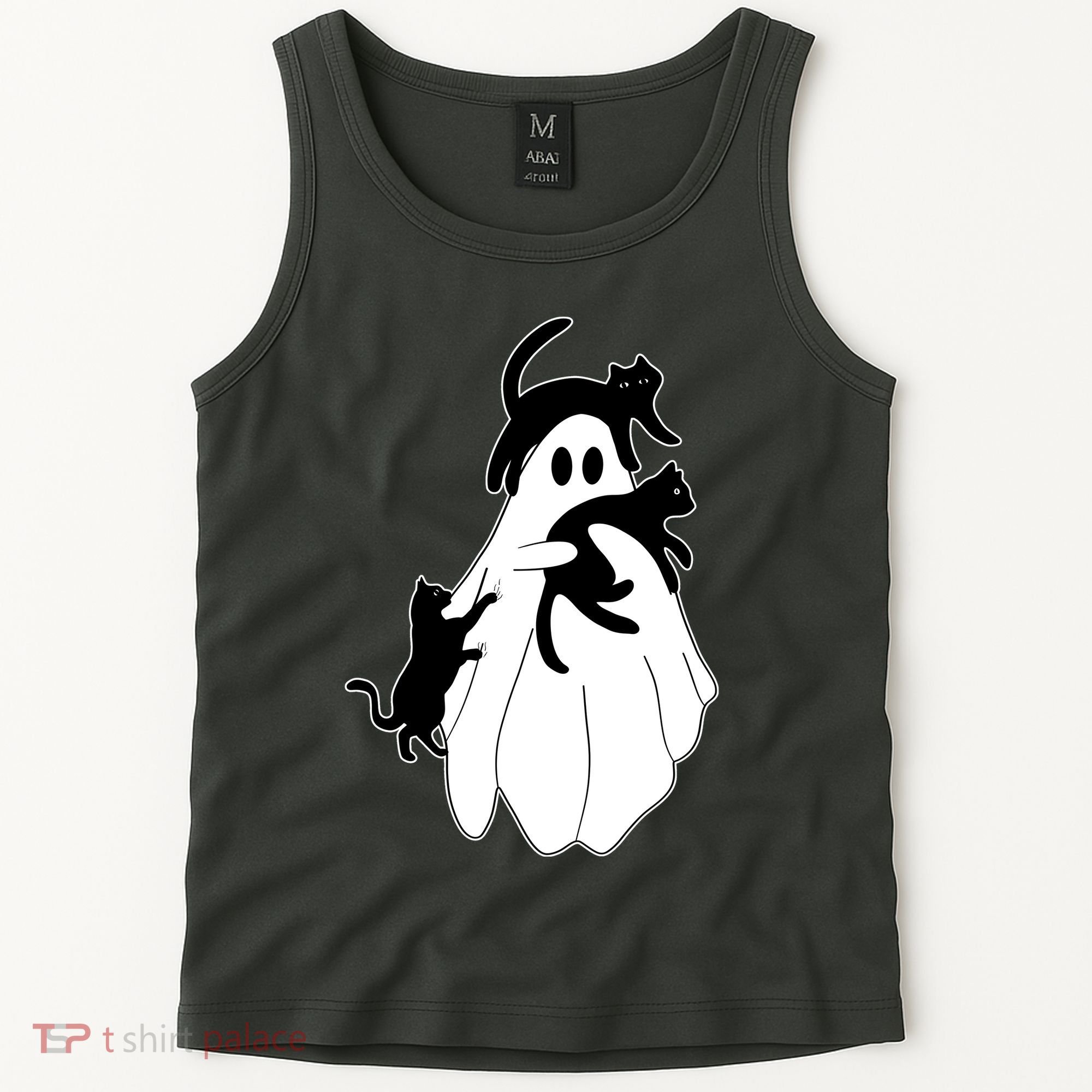 Spooky Ghost Funny Cat Lover Tank Top