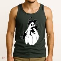 Spooky Ghost Funny Cat Lover Tank Top thumb 3