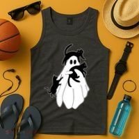 Spooky Ghost Funny Cat Lover Tank Top thumb 4