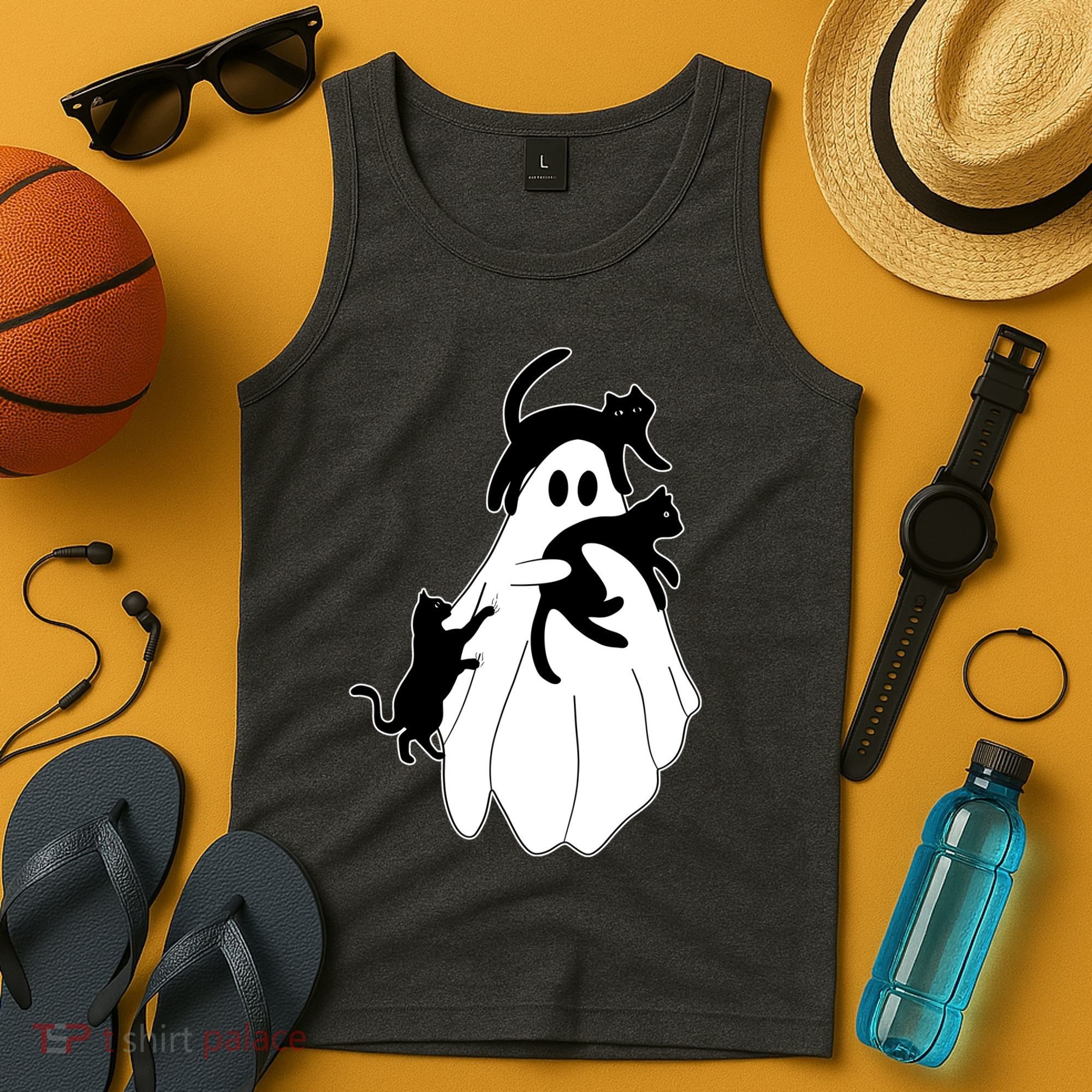 Spooky Ghost Funny Cat Lover Tank Top