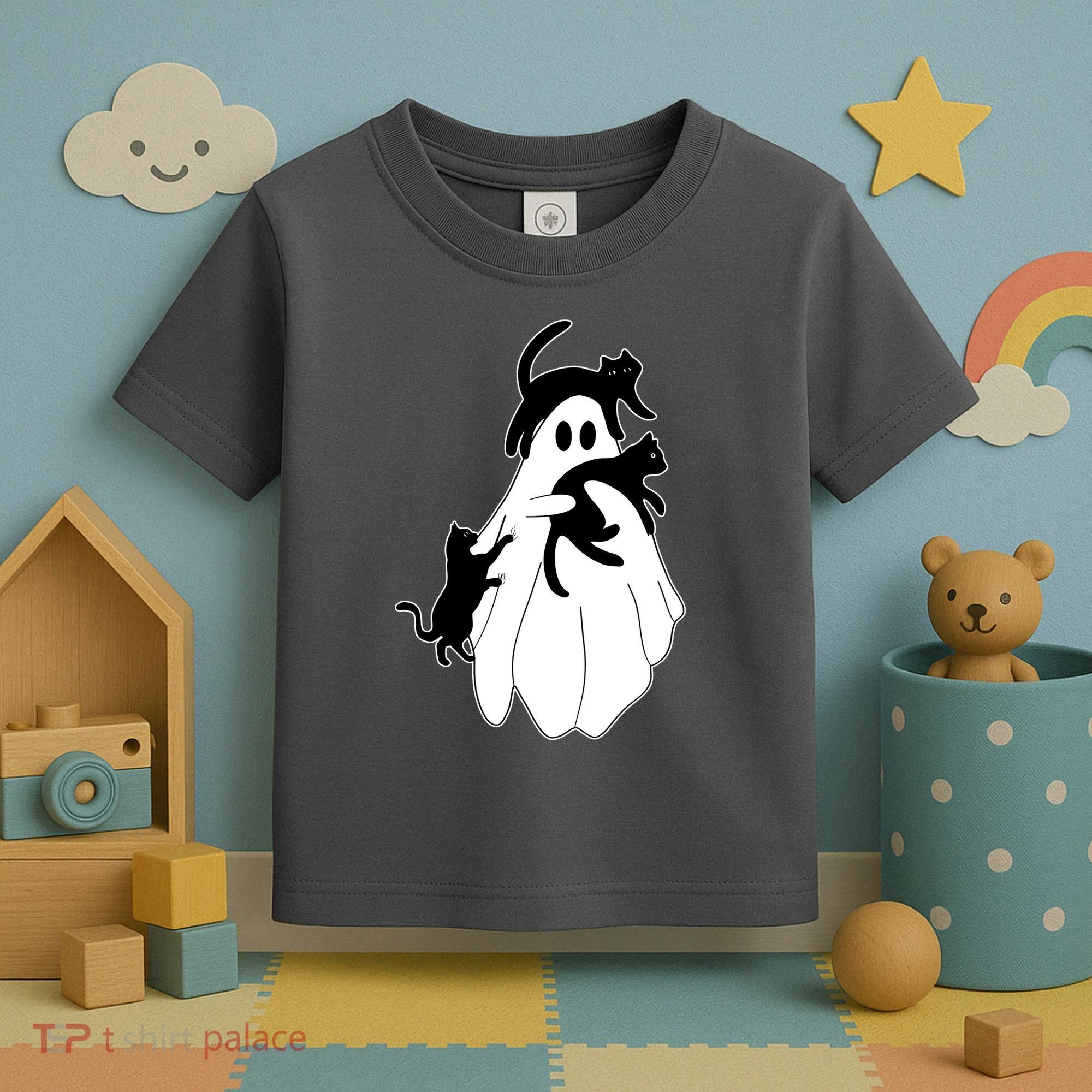 Spooky Ghost Funny Cat Lover Toddler T-Shirt