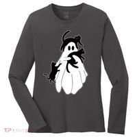 Spooky Ghost Funny Cat Lover Women's Long Sleeve Shirt thumb 0