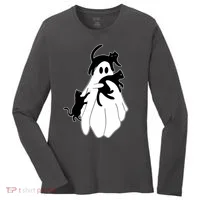 Spooky Ghost Funny Cat Lover Women's Long Sleeve Shirt thumb 0