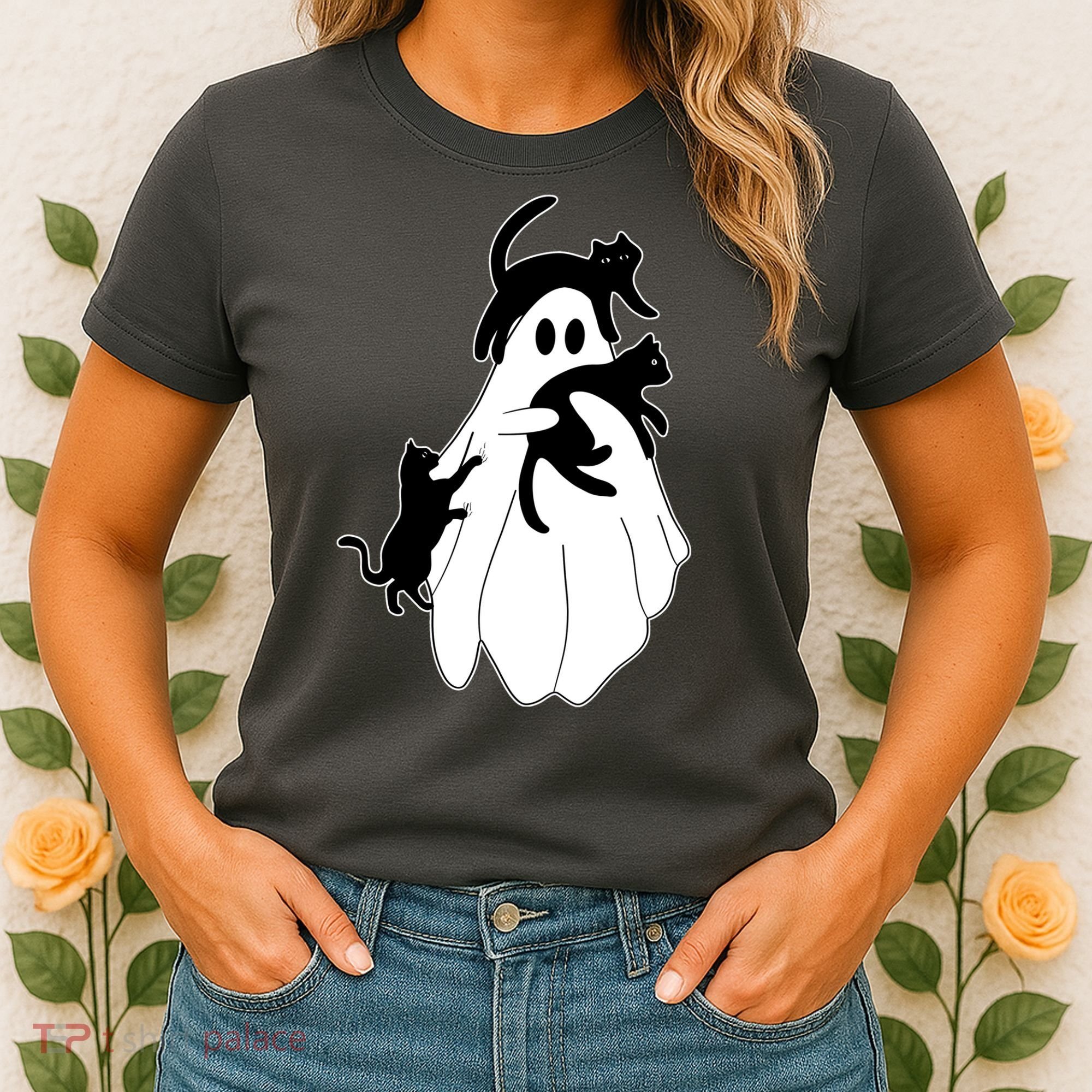 Spooky Ghost Funny Cat Lover Women's T-Shirt