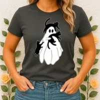 Spooky Ghost Funny Cat Lover Women's T-Shirt thumb 2