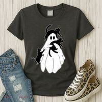 Spooky Ghost Funny Cat Lover Women's T-Shirt thumb 3