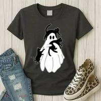 Spooky Ghost Funny Cat Lover Women's T-Shirt thumb 3