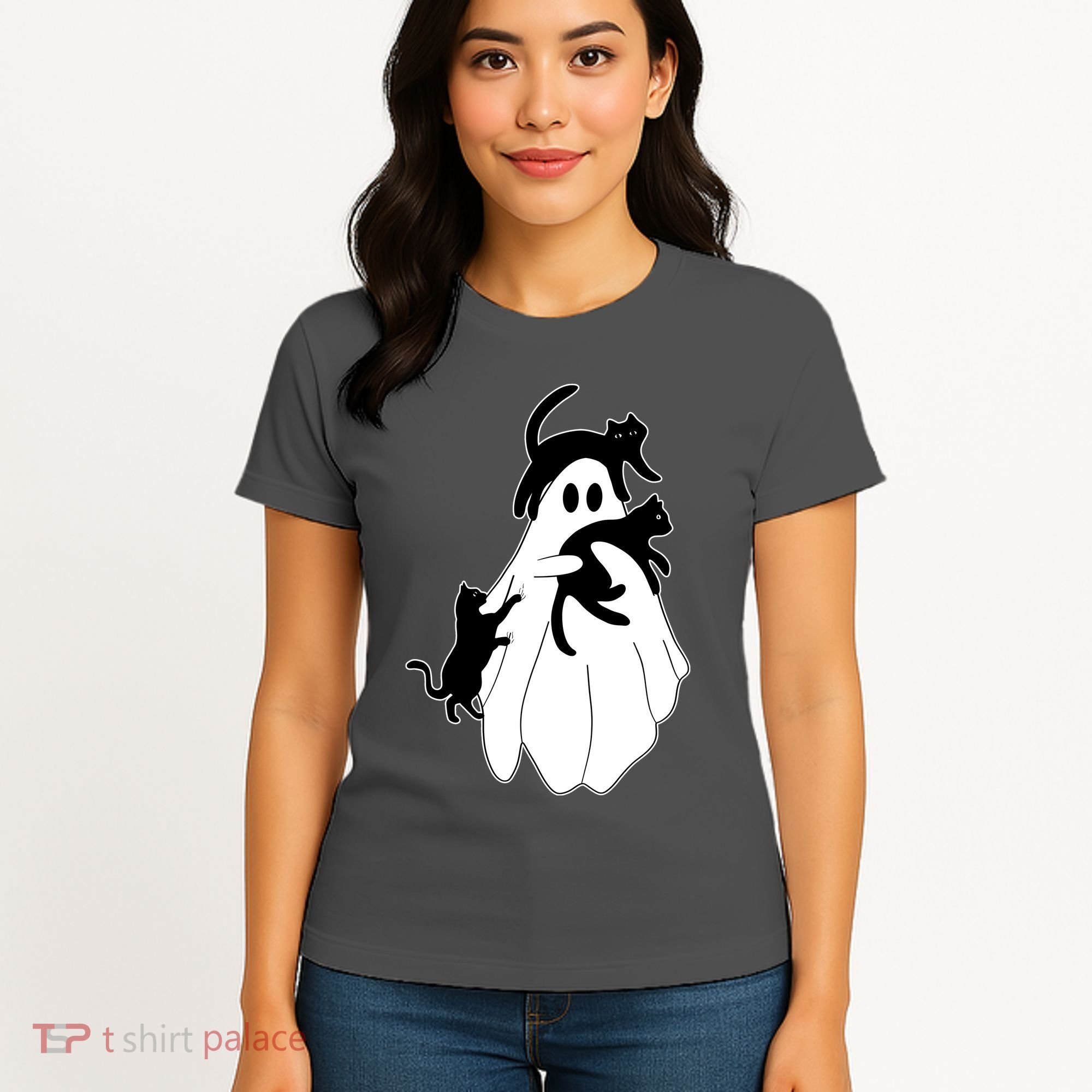 Spooky Ghost Funny Cat Lover Women's T-Shirt
