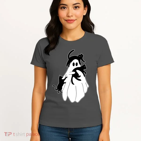 Spooky Ghost Funny Cat Lover Women's T-Shirt