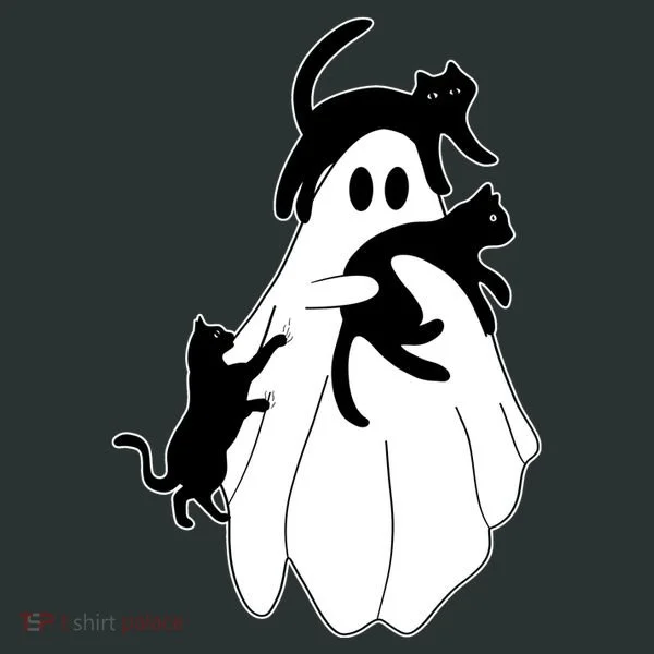 Spooky Ghost Funny Cat Lover Women's T-Shirt