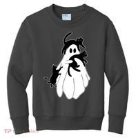 Spooky Ghost Funny Cat Lover Kids Sweatshirt thumb 0