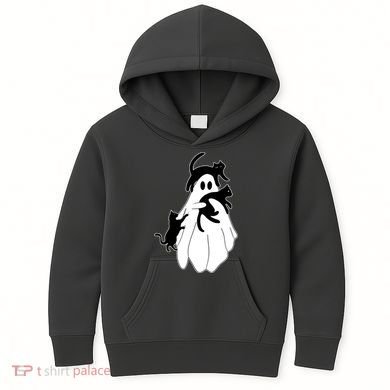 Spooky Ghost Funny Cat Lover Kids Hoodie