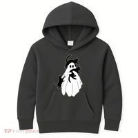 Spooky Ghost Funny Cat Lover Kids Hoodie thumb 0