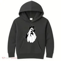 Spooky Ghost Funny Cat Lover Kids Hoodie thumb 0