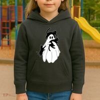 Spooky Ghost Funny Cat Lover Kids Hoodie thumb 3