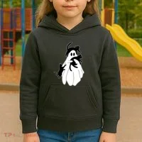 Spooky Ghost Funny Cat Lover Kids Hoodie thumb 3