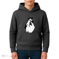 Spooky Ghost Funny Cat Lover Kids Hoodie thumb 4