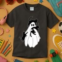 Spooky Ghost Funny Cat Lover Kids T-Shirt thumb 3