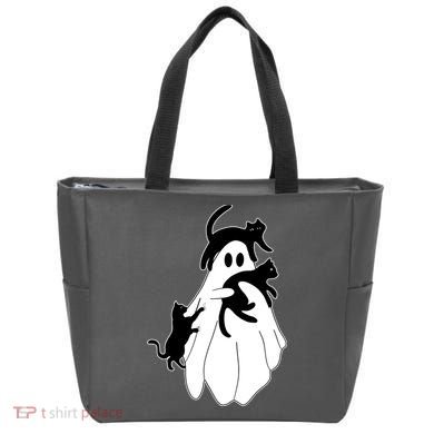 Spooky Ghost Funny Cat Lover Tote Bag