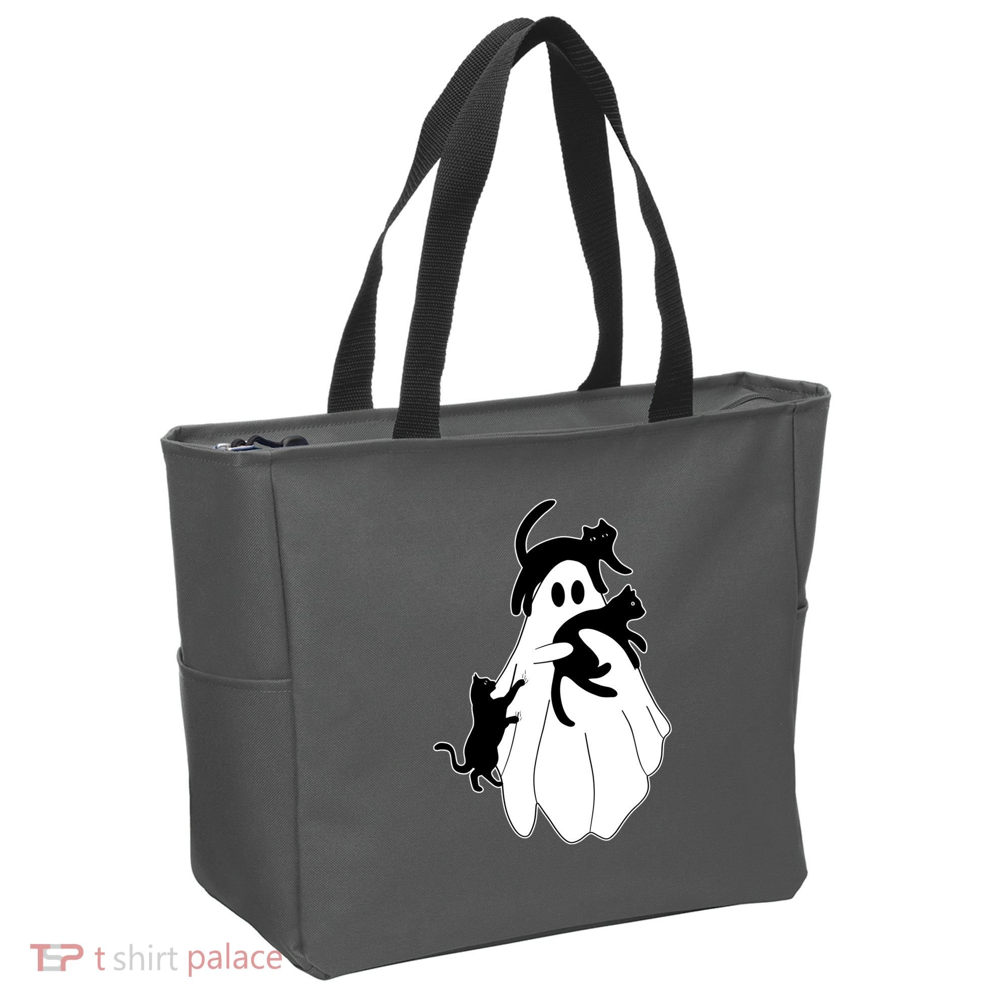 Spooky Ghost Funny Cat Lover Tote Bag