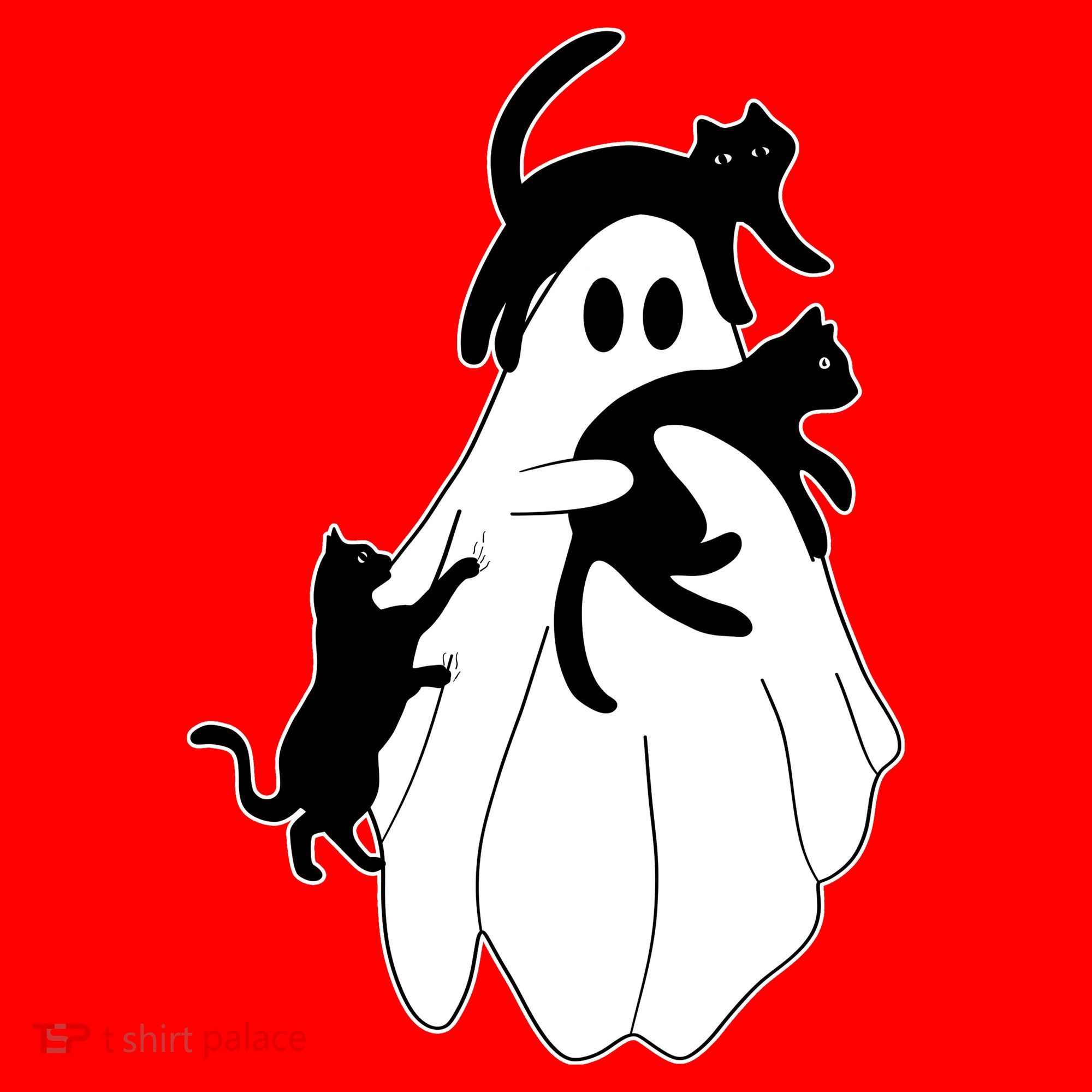 Spooky Ghost Funny Cat Lover Santa Hat