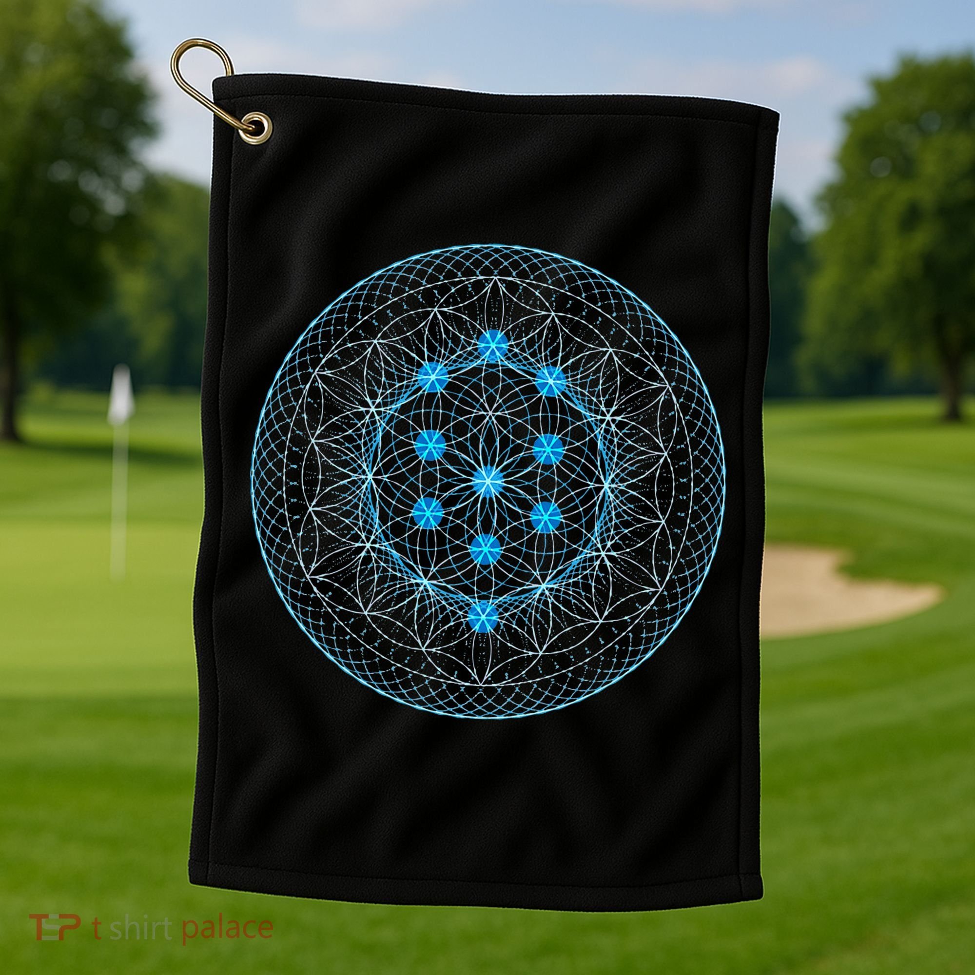 Sacred Geometry Flower Of Life With Kabbalah Golf Towel