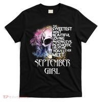 September Girl Funny Birthday Skull Woman T-Shirt thumb 0
