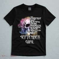 September Girl Funny Birthday Skull Woman T-Shirt thumb 5