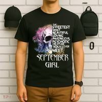 September Girl Funny Birthday Skull Woman T-Shirt thumb 6