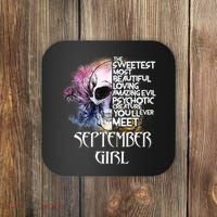 September Girl Funny Birthday Skull Woman Coaster thumb 0