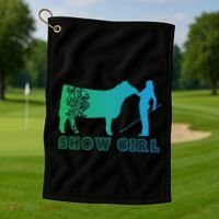 Show Girl Fun Livestock Cattle Showing Golf Towel thumb 1