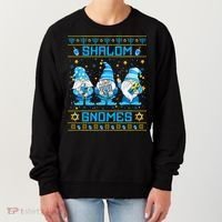Shalom Gnomes Funny Ugly Hanukkah Sweater Chanukah Women's Sweatshirt thumb 0