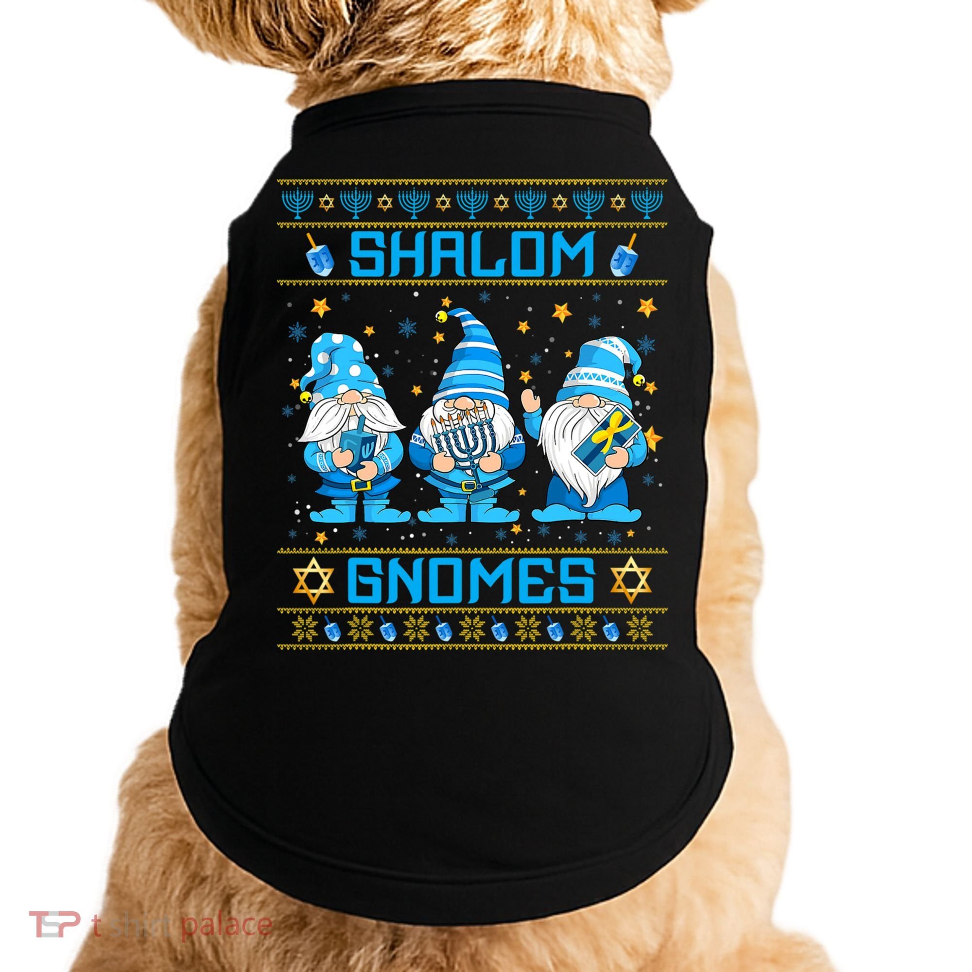 Shalom Gnomes Funny Ugly Hanukkah Sweater Chanukah Doggie Tank