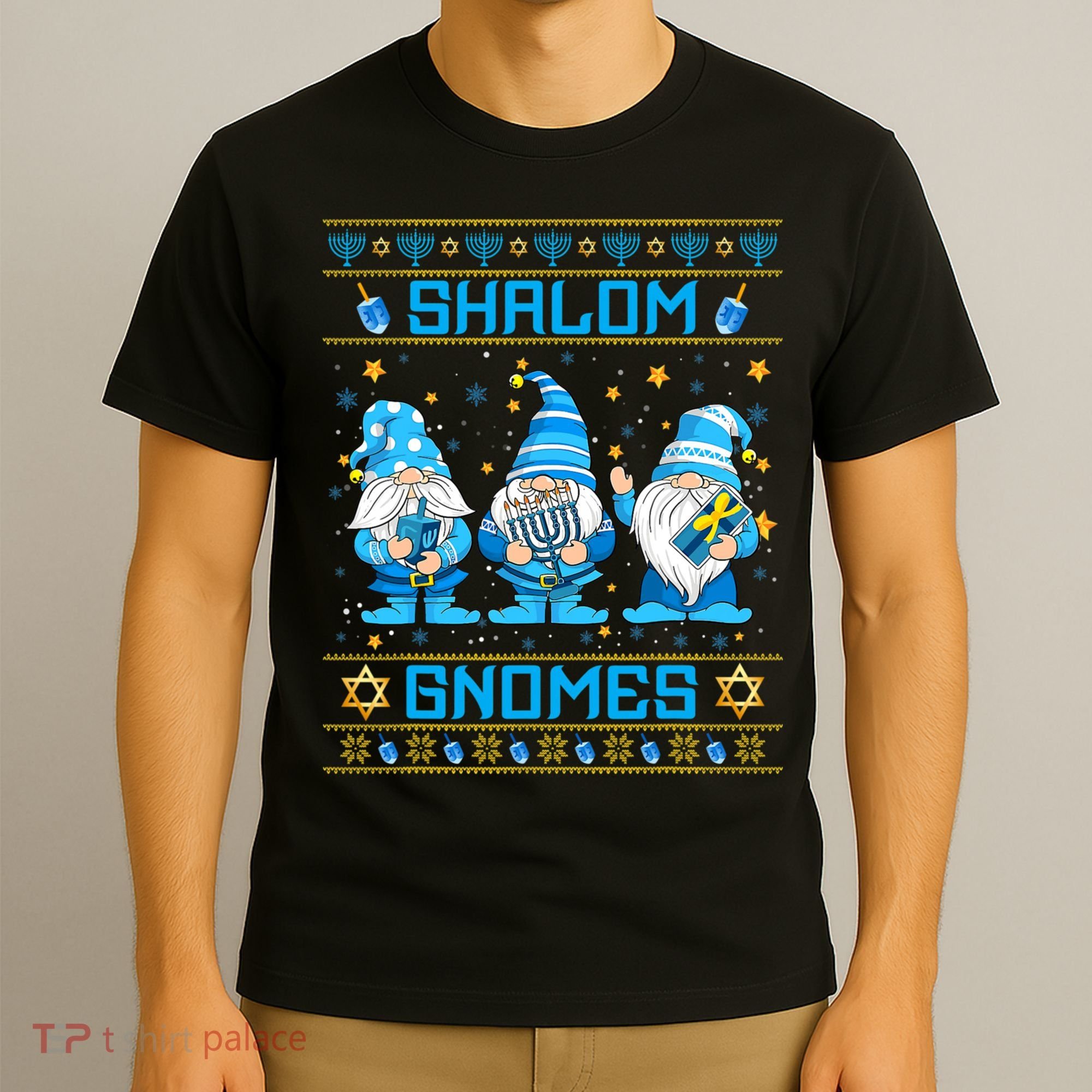 Shalom Gnomes Funny Ugly Hanukkah Sweater Chanukah T-Shirt