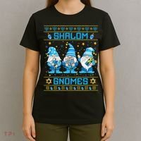 Shalom Gnomes Funny Ugly Hanukkah Sweater Chanukah T-Shirt thumb 4