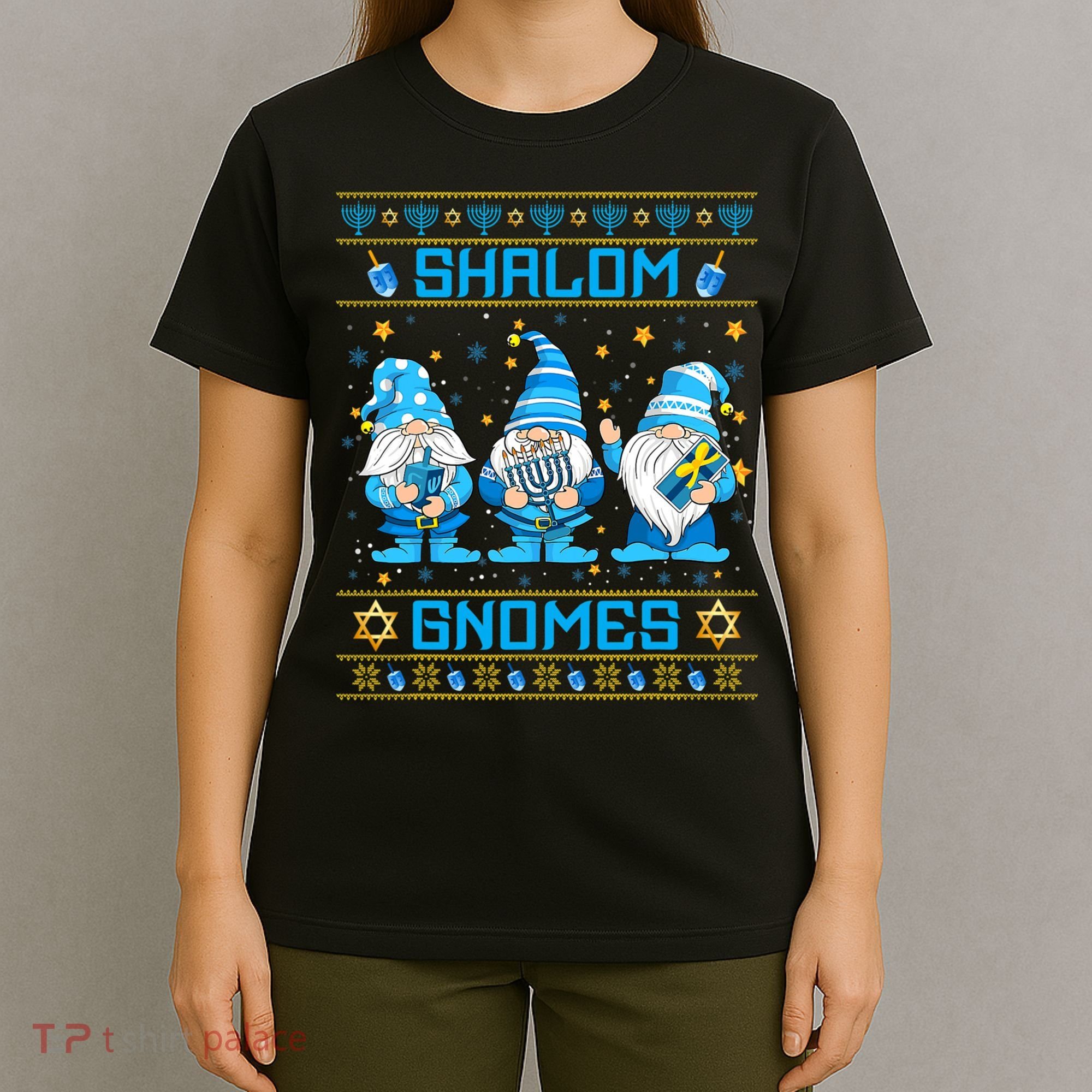 Shalom Gnomes Funny Ugly Hanukkah Sweater Chanukah T-Shirt