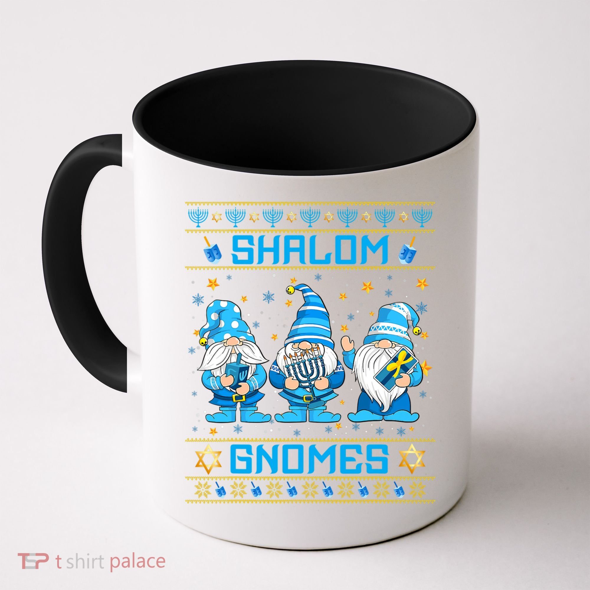 Shalom Gnomes Funny Ugly Hanukkah Sweater Chanukah Coffee Mug